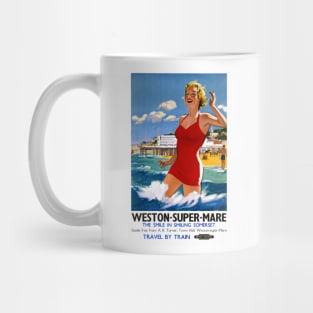 Vintage Travel Poster England Weston Super Mare Mug